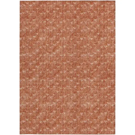 Terra Cotta Geometric Washable Non Skid Indoor Outdoor Area Rug Photo 5