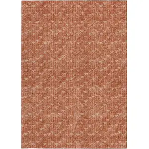 Photo of Terra Cotta Geometric Washable Non Skid Indoor Outdoor Area Rug