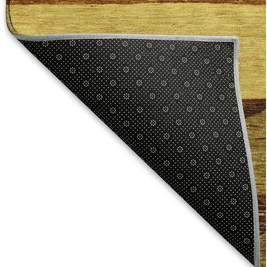 Terra Cotta Gold And Brown Striped Washable Area Rug With UV Protection Photo 4