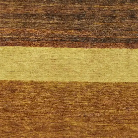 Terra Cotta Gold And Brown Striped Washable Area Rug With UV Protection Photo 3