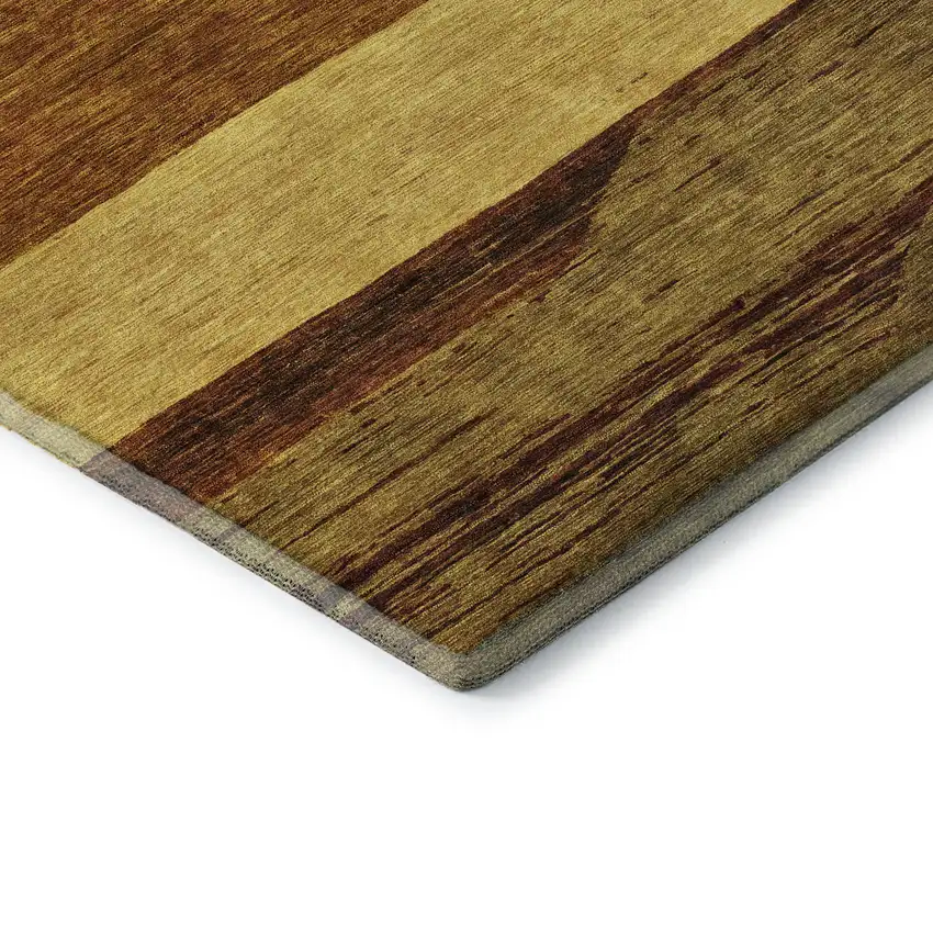 Terra Cotta Gold And Brown Striped Washable Area Rug With UV Protection Photo 5