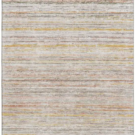 Terra Cotta Gold And Peach Striped Washable Area Rug With UV Protection Photo 3