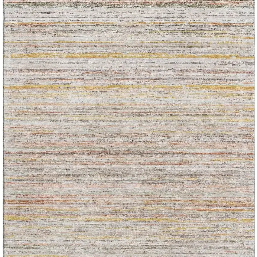 Terra Cotta Gold And Peach Striped Washable Area Rug With UV Protection Photo 3