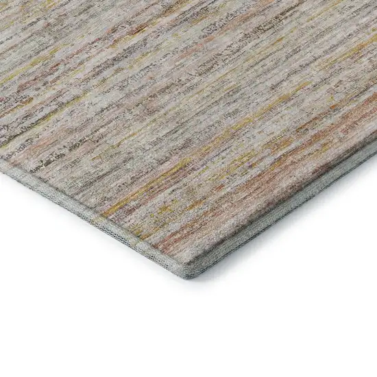 Terra Cotta Gold And Peach Striped Washable Area Rug With UV Protection Photo 5