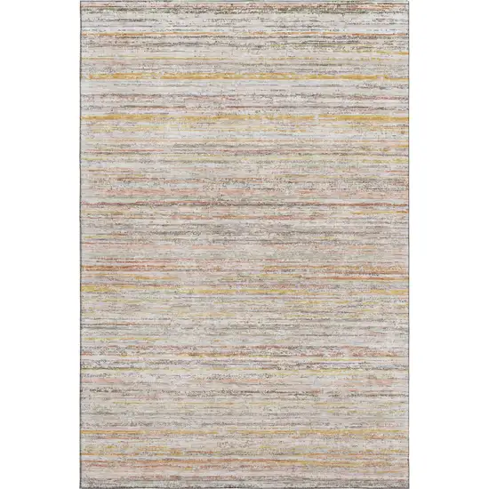 Terra Cotta Gold And Peach Striped Washable Area Rug With UV Protection Photo 3