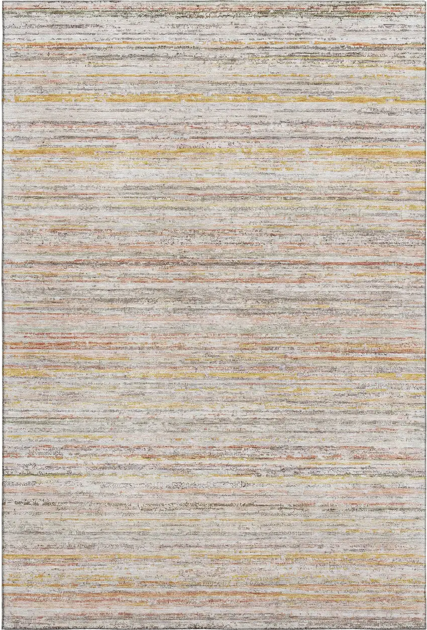 Terra Cotta Gold And Peach Striped Washable Area Rug With UV Protection Photo 3