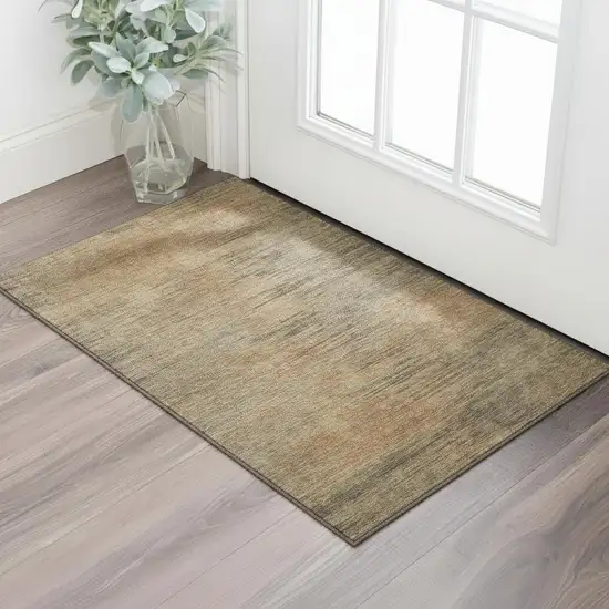 Terra Cotta Gray And Beige Abstract Washable Area Rug With UV Protection Photo 1