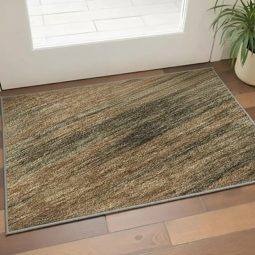 Terra Cotta Gray And Beige Abstract Washable Area Rug With UV Protection Photo 2