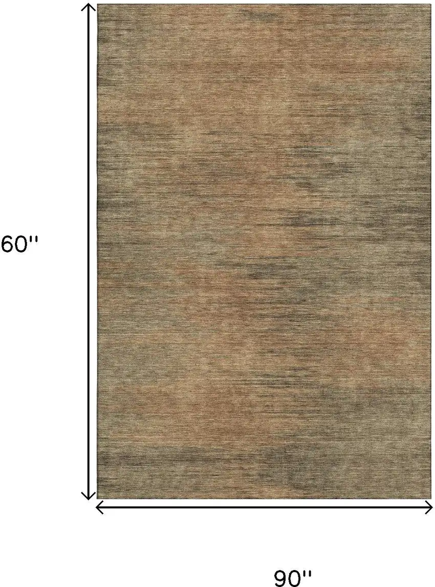 Terra Cotta Gray And Beige Abstract Washable Area Rug With UV Protection Photo 3