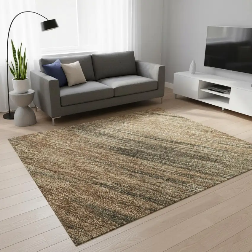 Terra Cotta Gray And Beige Abstract Washable Area Rug With UV Protection Photo 2