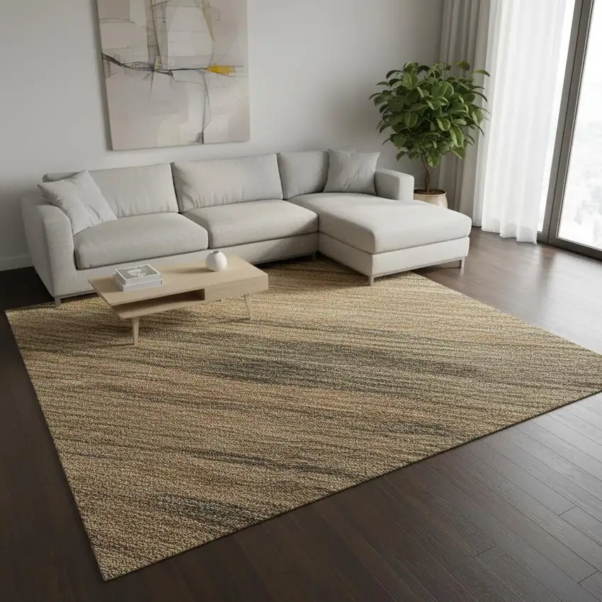 Terra Cotta Gray And Beige Abstract Washable Area Rug With UV Protection Photo 2