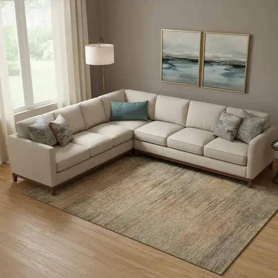 Terra Cotta Gray And Beige Abstract Washable Area Rug With UV Protection Photo 1