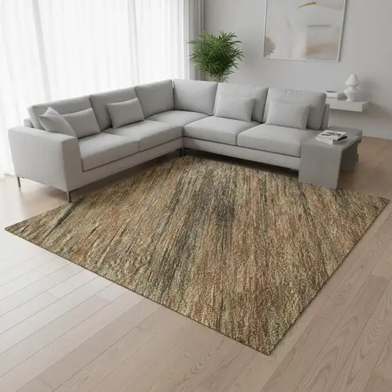 Terra Cotta Gray And Beige Abstract Washable Area Rug With UV Protection Photo 2