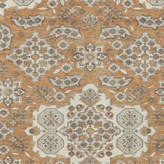 Terra Cotta Gray And Beige Medallion Washable Indoor Outdoor Area Rug Photo 4
