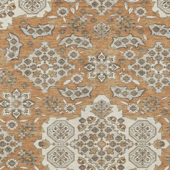Terra Cotta Gray And Beige Medallion Washable Indoor Outdoor Area Rug Photo 3