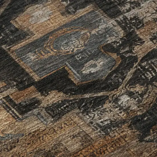 Terra Cotta Gray And Beige Oriental Washable Area Rug With UV Protection Photo 9