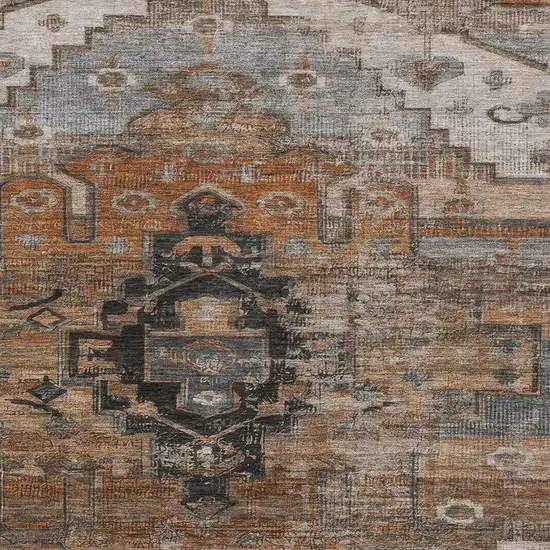 Terra Cotta Gray And Beige Oriental Washable Area Rug With UV Protection Photo 2