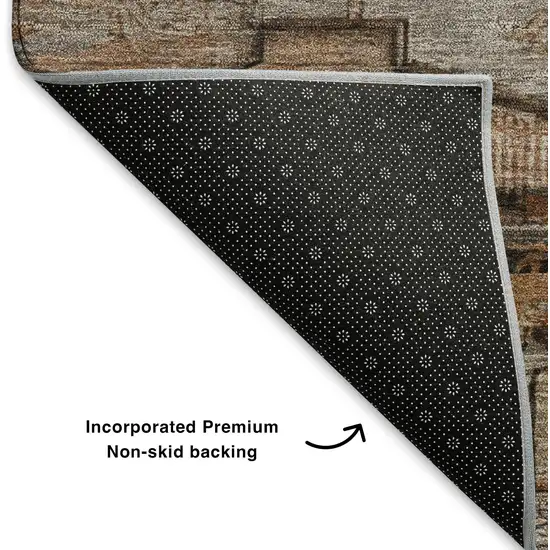 Terra Cotta Gray And Beige Oriental Washable Area Rug With UV Protection Photo 6