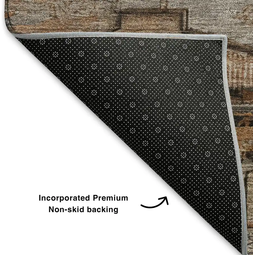 Terra Cotta Gray And Beige Oriental Washable Area Rug With UV Protection Photo 6