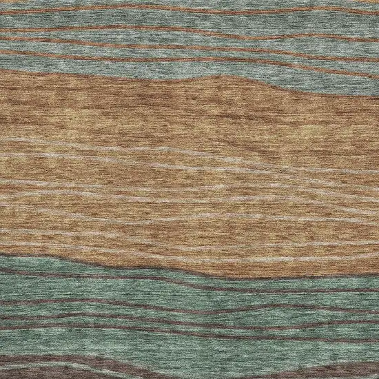 Terra Cotta Gray And Beige Striped Washable Area Rug With UV Protection Photo 8