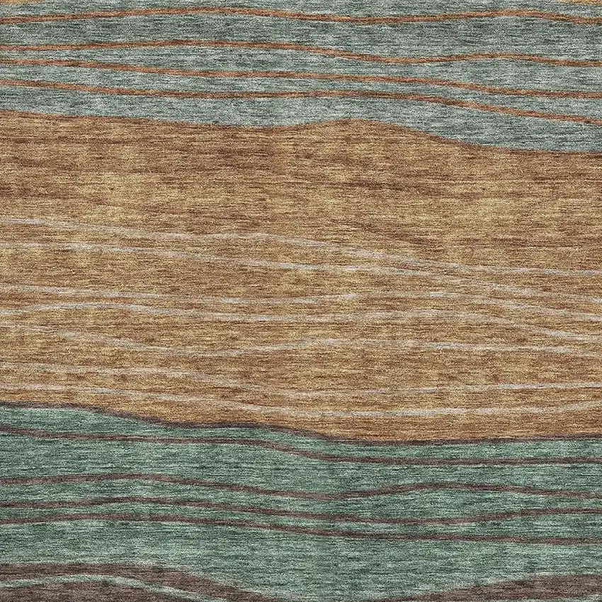 Terra Cotta Gray And Beige Striped Washable Area Rug With UV Protection Photo 8