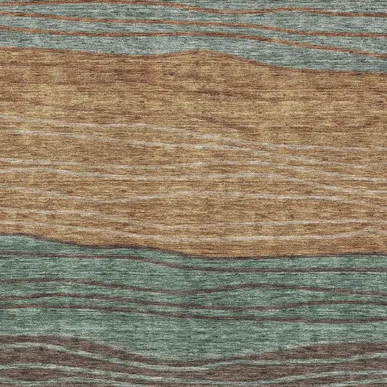 Terra Cotta Gray And Beige Striped Washable Area Rug With UV Protection Photo 4