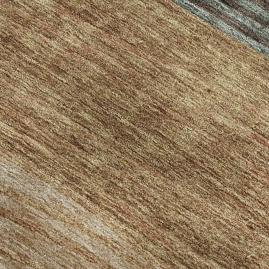 Terra Cotta Gray And Beige Striped Washable Area Rug With UV Protection Photo 3