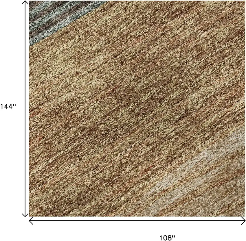 Terra Cotta Gray And Beige Striped Washable Area Rug With UV Protection Photo 9