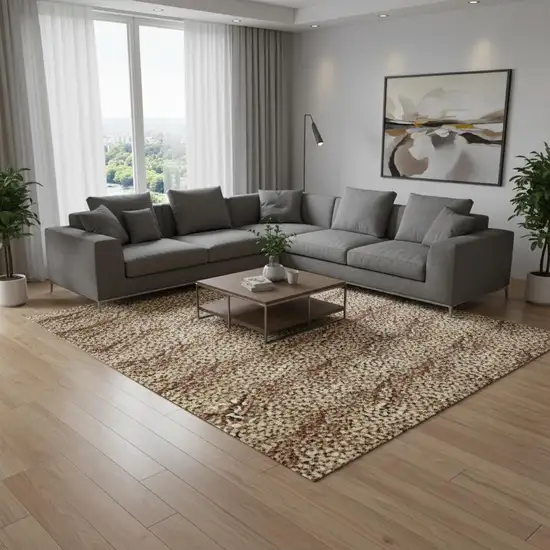 Terra Cotta Gray And Beige Striped Washable Area Rug With UV Protection Photo 2