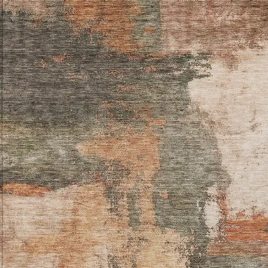 Terra Cotta Gray And Brown Abstract Washable Indoor Outdoor Area Rug Photo 5