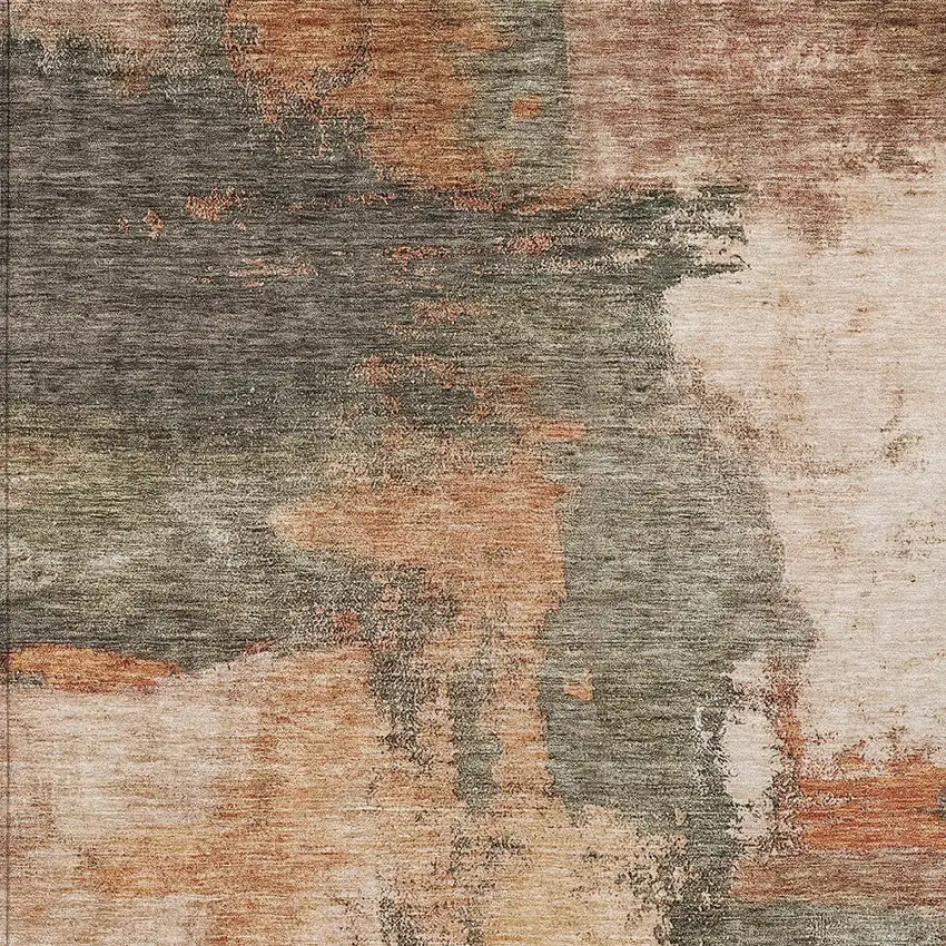 Terra Cotta Gray And Brown Abstract Washable Indoor Outdoor Area Rug Photo 5