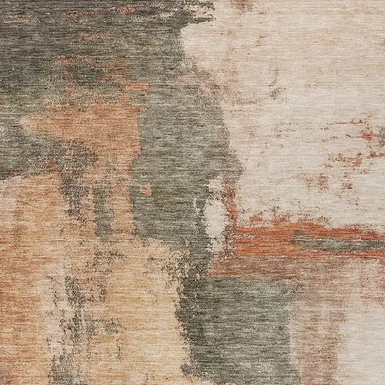 Terra Cotta Gray And Brown Abstract Washable Indoor Outdoor Area Rug Photo 5
