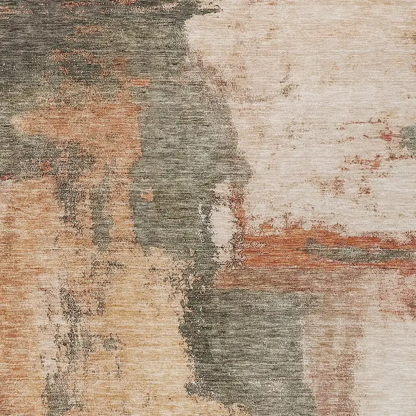 Terra Cotta Gray And Brown Abstract Washable Indoor Outdoor Area Rug Photo 5