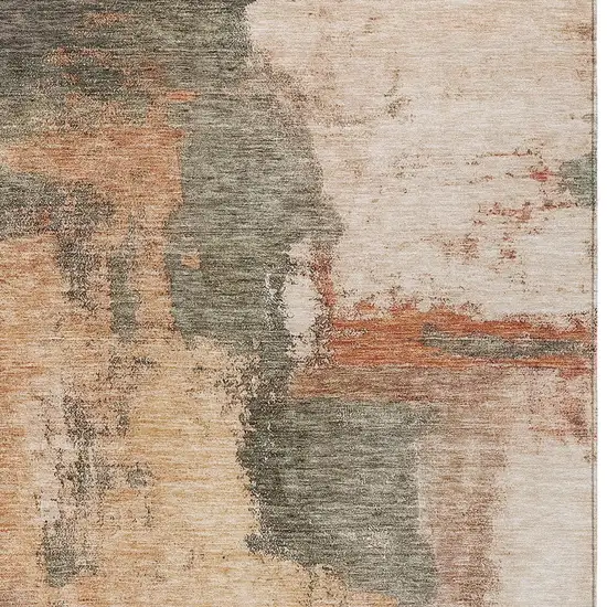 Terra Cotta Gray And Brown Abstract Washable Indoor Outdoor Area Rug Photo 5