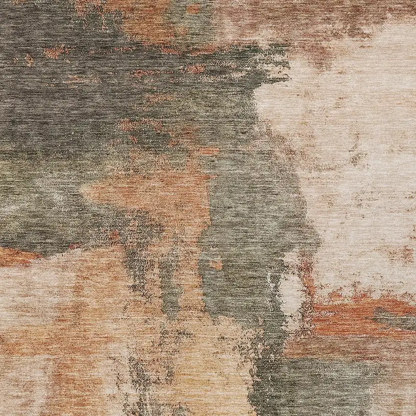 Terra Cotta Gray And Brown Abstract Washable Indoor Outdoor Area Rug Photo 5