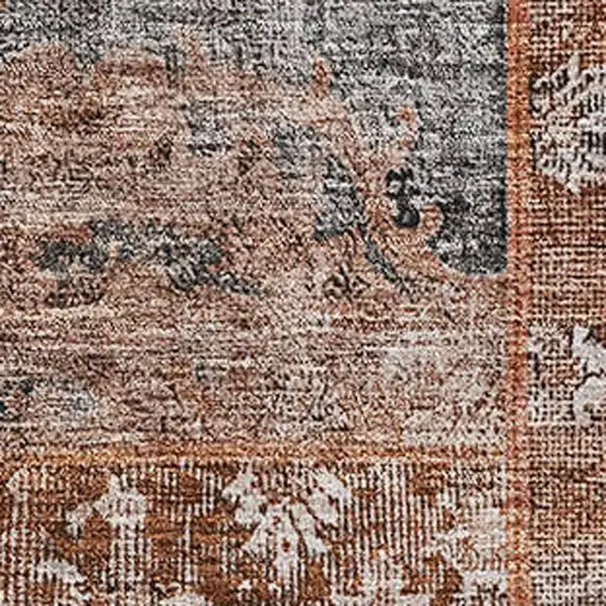 Terra Cotta Gray And Charcoal Patchwork Washable Area Rug With UV Protection Photo 2