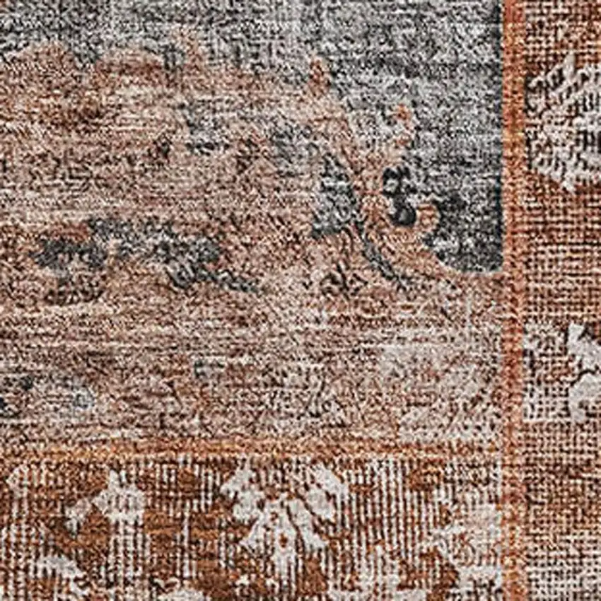 Terra Cotta Gray And Charcoal Patchwork Washable Area Rug With UV Protection Photo 2