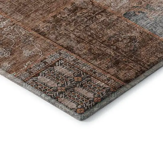 Terra Cotta Gray And Charcoal Patchwork Washable Area Rug With UV Protection Photo 7