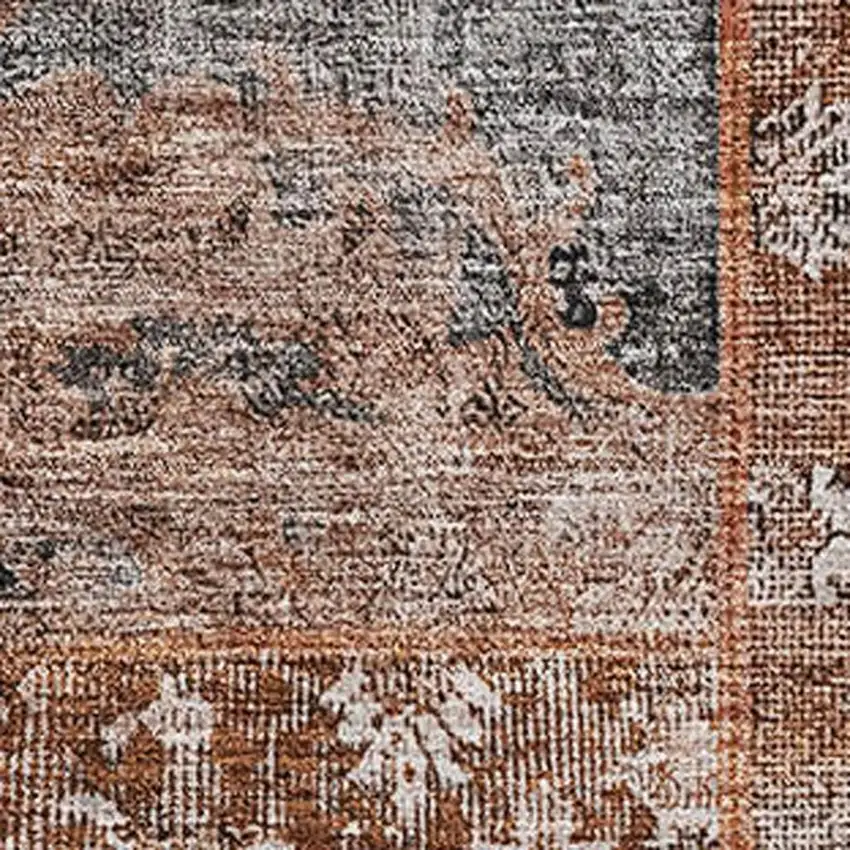 Terra Cotta Gray And Charcoal Patchwork Washable Area Rug With UV Protection Photo 2