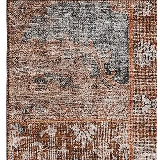 Terra Cotta Gray And Charcoal Patchwork Washable Area Rug With UV Protection Photo 3