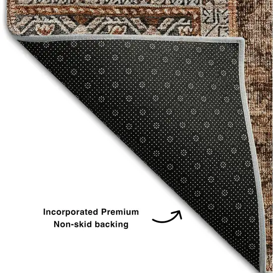 Terra Cotta Gray And Charcoal Patchwork Washable Area Rug With UV Protection Photo 5