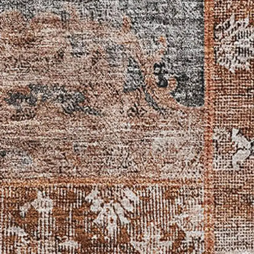 Terra Cotta Gray And Charcoal Patchwork Washable Area Rug With UV Protection Photo 2