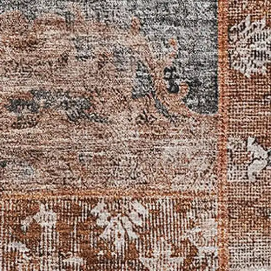 Terra Cotta Gray And Charcoal Patchwork Washable Area Rug With UV Protection Photo 2