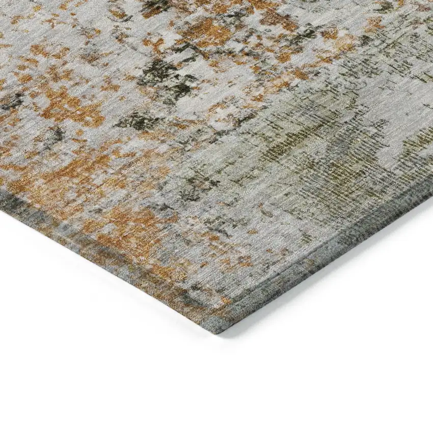 Terra Cotta Gray And Ivory Abstract Washable Indoor Outdoor Area Rug Photo 9