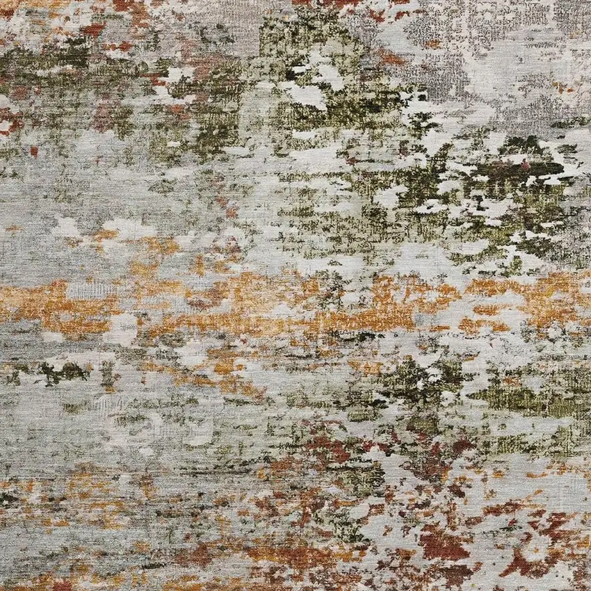 Terra Cotta Gray And Ivory Abstract Washable Indoor Outdoor Area Rug Photo 3