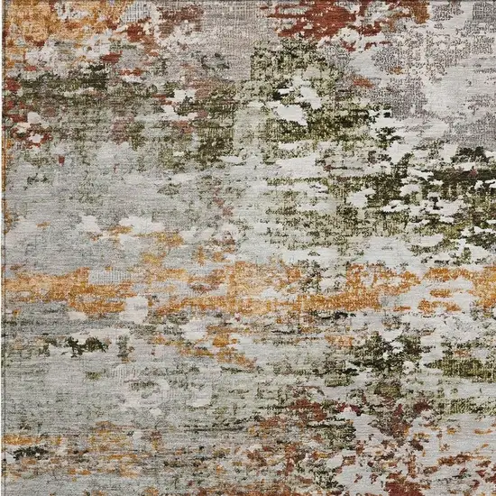 Terra Cotta Gray And Ivory Abstract Washable Indoor Outdoor Area Rug Photo 3