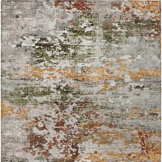 Terra Cotta Gray And Ivory Abstract Washable Indoor Outdoor Area Rug Photo 8