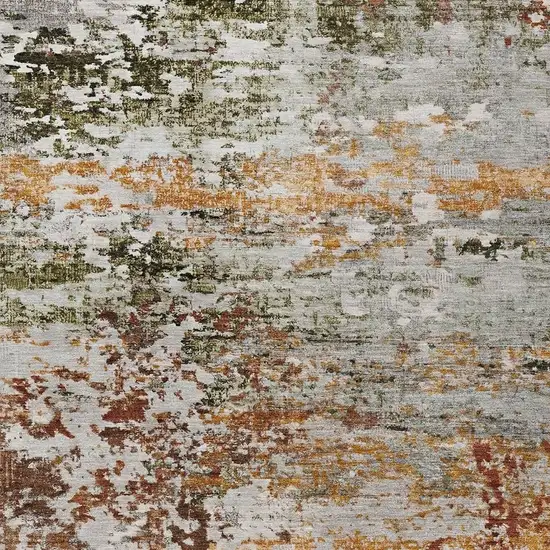 Terra Cotta Gray And Ivory Abstract Washable Indoor Outdoor Area Rug Photo 3