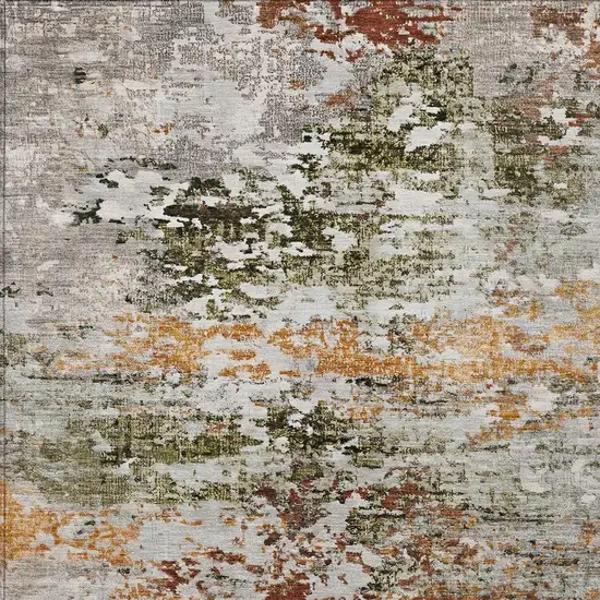 Terra Cotta Gray And Ivory Abstract Washable Indoor Outdoor Area Rug Photo 7