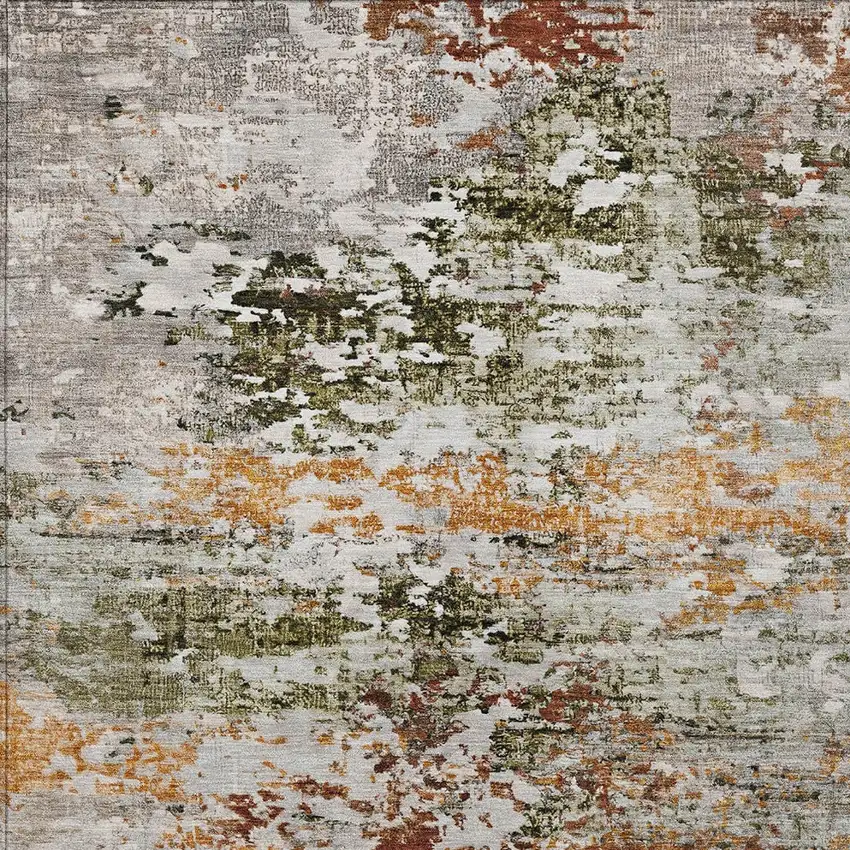 Terra Cotta Gray And Ivory Abstract Washable Indoor Outdoor Area Rug Photo 7